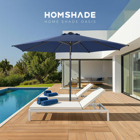 HOMSHADE umbrella storage strap secures it during storage and wind.