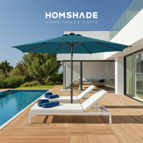 HOMSHADE umbrella stored with strap shows easy storage.