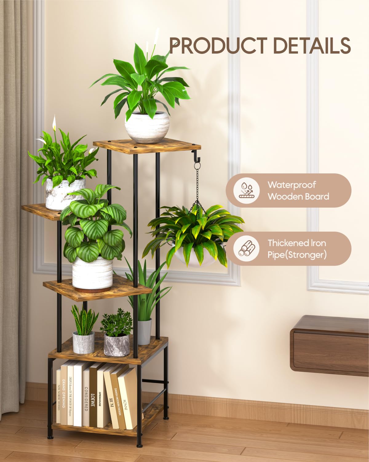 Homsorout thickened metal frame provides stable base for heavy pots.