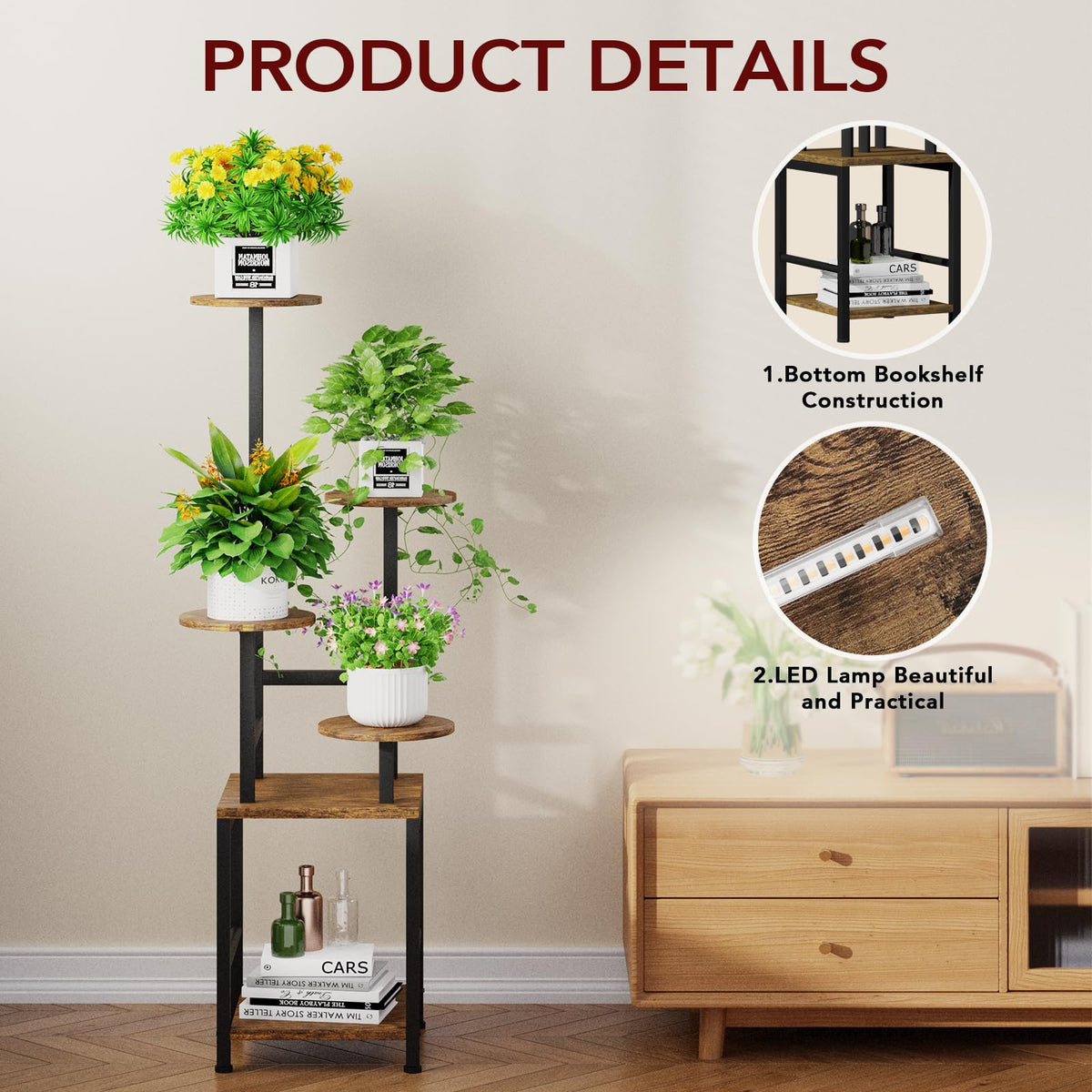Homsorout heavy-duty metal frame supports multiple plants safely