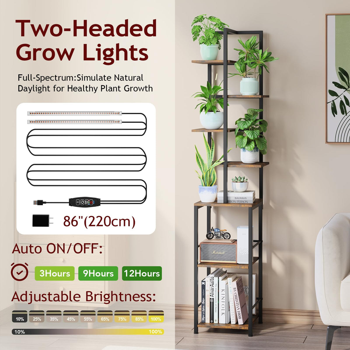 Homsorout indoor plant stand complements living room with modern metal frame