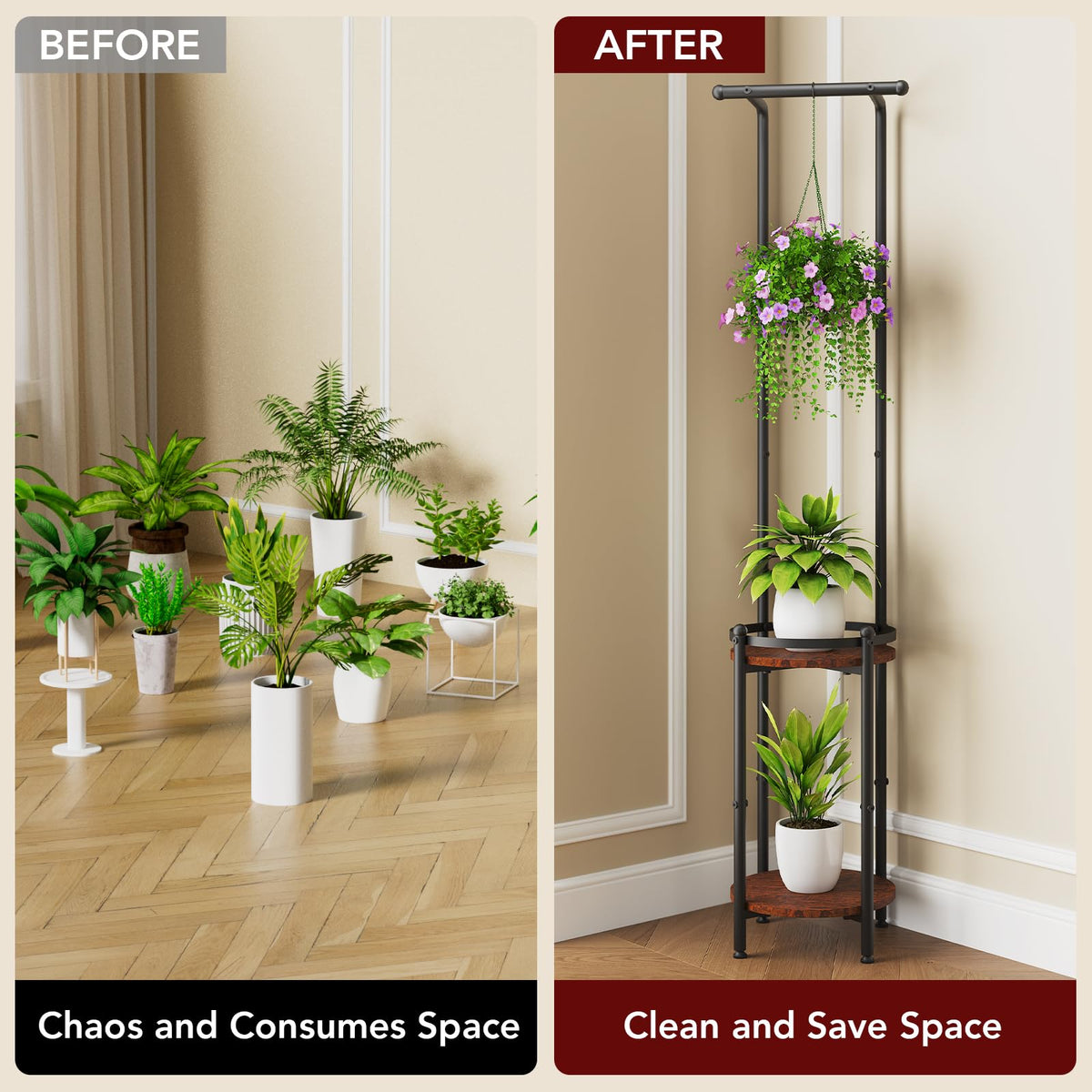 Homsorout sturdy metal construction keeps pots secure and durable