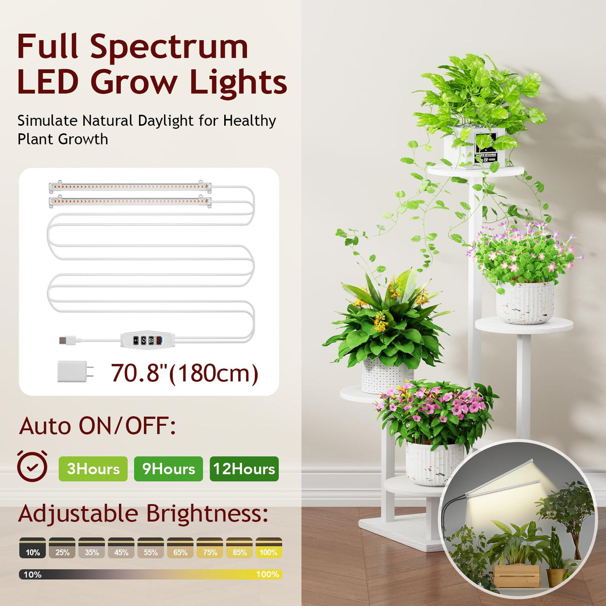 Homsorout durable metal frame supports heavy indoor plants.