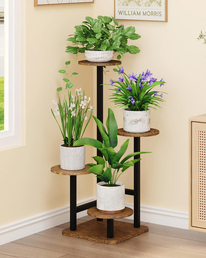 Homsorout 4-Tier Plant Stand assembly view showing compact, sturdy design for corners