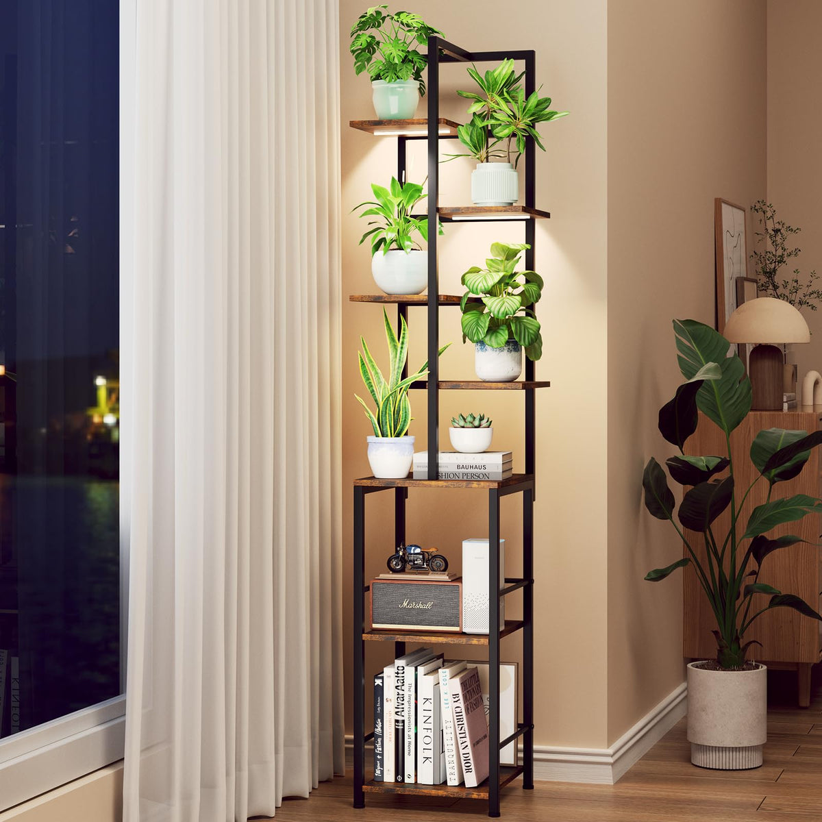 Homsorout plant stand with grow light on top tier boosts indoor greenery care