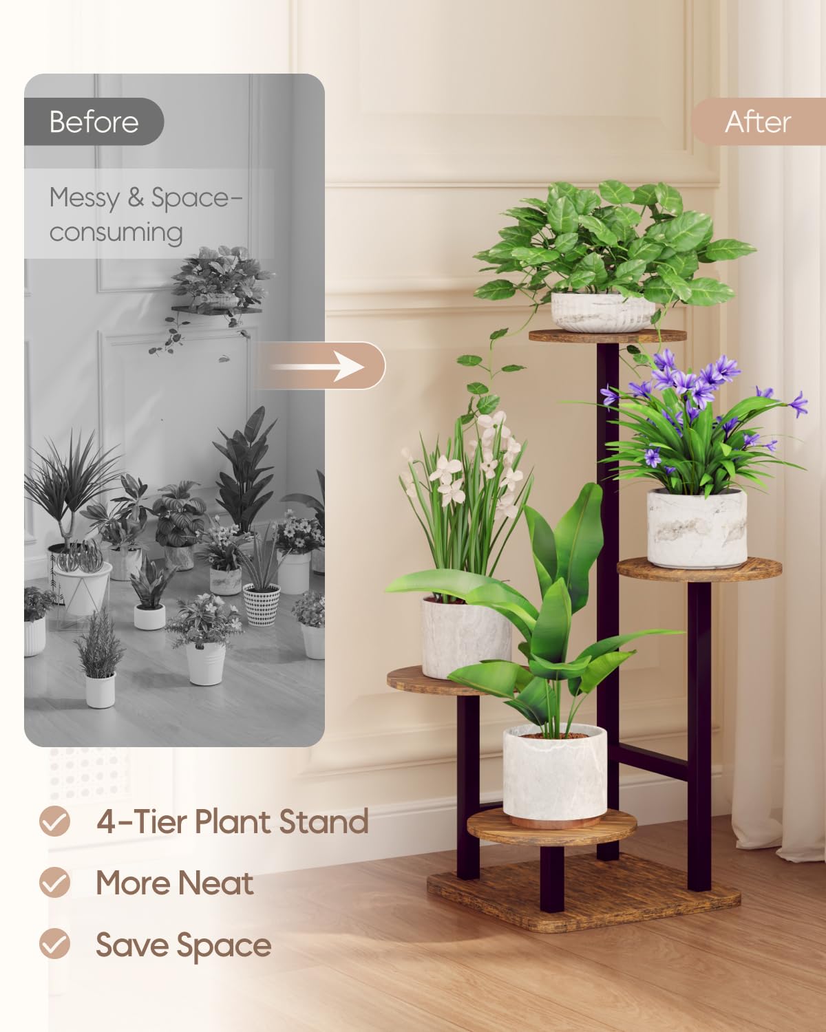 Space-saving corner design of the Homsorout stand fits in small rooms