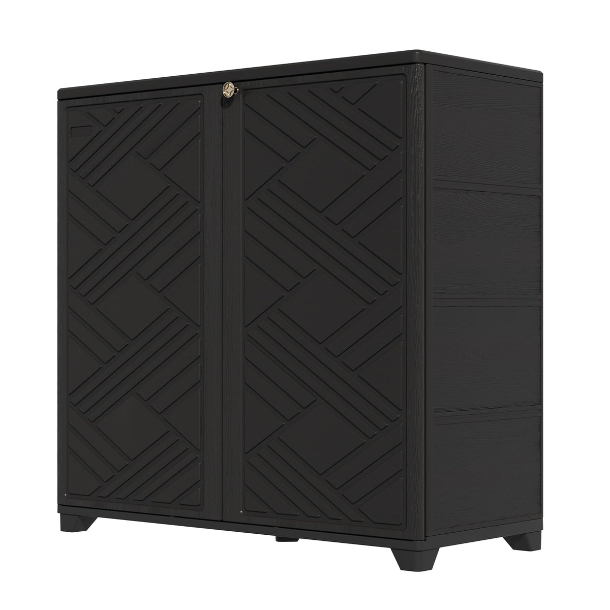 HOMSPARK front-view storage cabinet with doors keeps patio clutter organized.