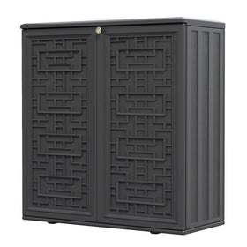 HOMSPARK storage cabinet front view highlighting weather-resistant exterior for outdoor use