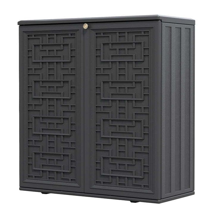 HOMSPARK storage cabinet front view highlighting weather-resistant exterior for outdoor use
