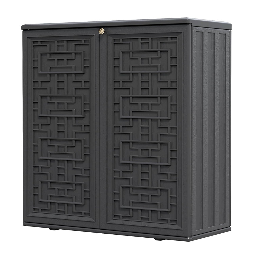 HOMSPARK storage cabinet front view highlighting weather-resistant exterior for outdoor use