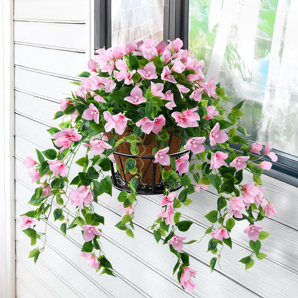 Homsunny bougainvillea hanging basket close-up showing lifelike outdoor blooms