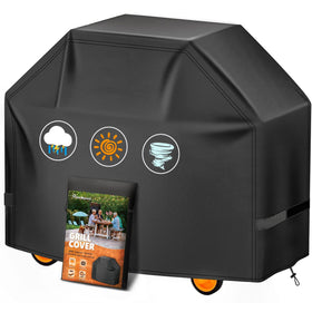 HomWanna grill cover for Weber Genesis 300 Series shielding from rain and sun.