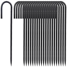 Homwin 12-inch heavy-duty rebar stakes ready for firm outdoor anchoring.