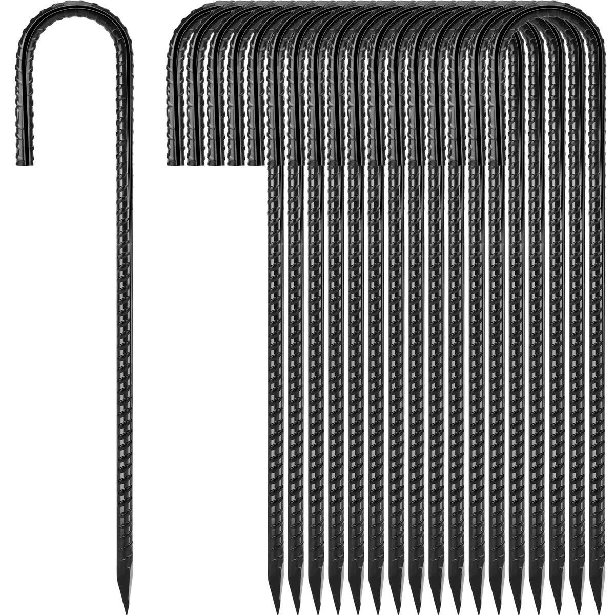 Homwin ground stakes 12-inch full set for outdoor decor and tents.