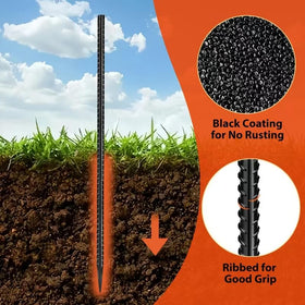 Homwin ribbed-texture rebar stake ensures firm ground grip.