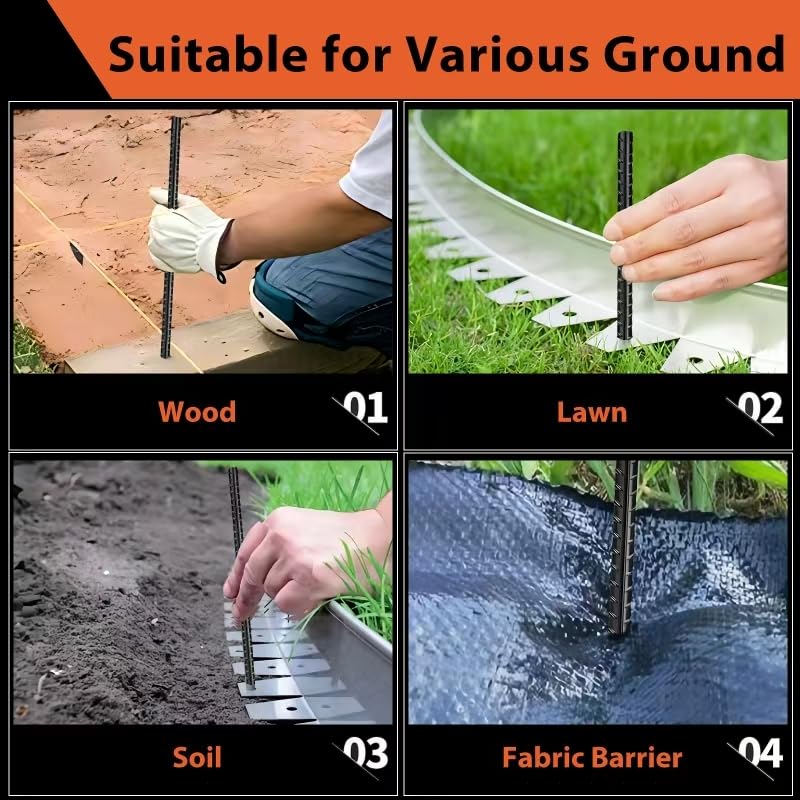 Homwin 16-inch stake with sharp point for easy ground penetration.