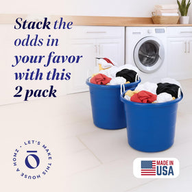 HOMZ tub with rope handles close-up, reinforced for easy carrying.