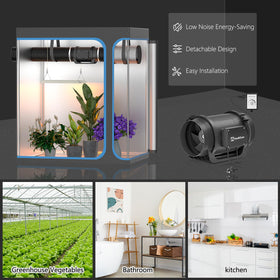 Hon&Guan inline duct fan 469 CFM in a hydroponics setup delivering steady exhaust
