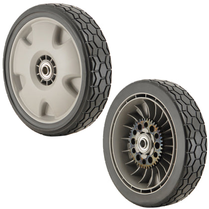 Honda PK2 9-inch gray rear wheels for lawn mowers ensure stable rolling and easy replacement.
