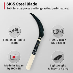 HONEN harvest sickle durable SK-5 steel ensures long-lasting sharpness