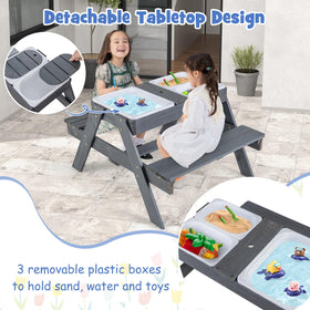 Honey Joy table and bench seating four kids for meals or crafts.