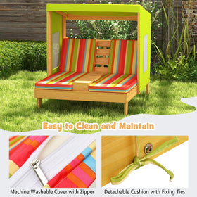 Honey Joy lounge includes cup holders and storage for drinks and toys.