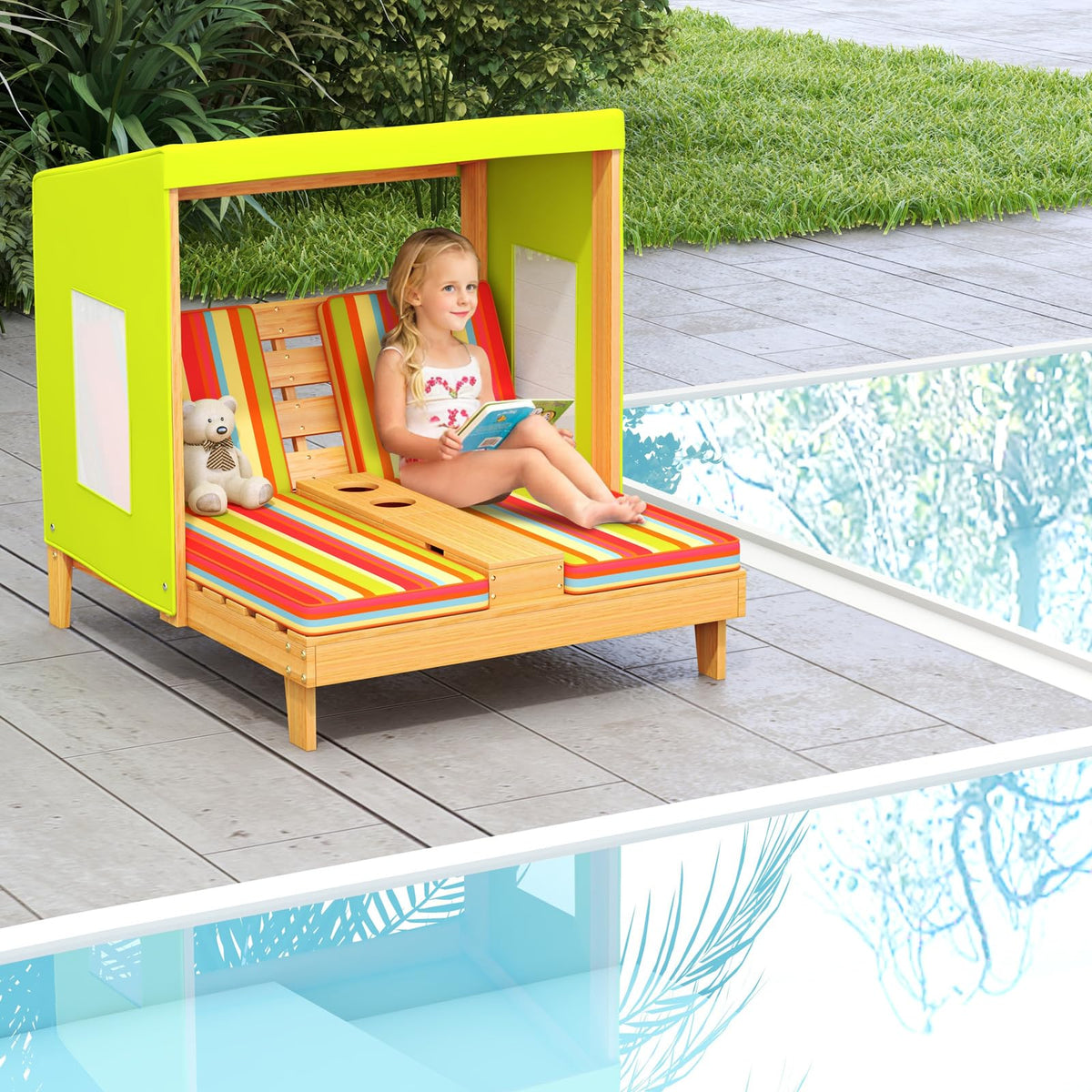 Honey Joy light green fabric cushions brighten any patio setting.