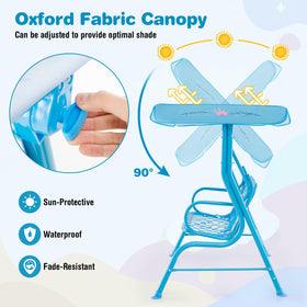 Honey Joy adjustable canopy on a kids patio swing for shade