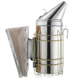 Honey Keeper stainless steel bee hive smoker shown for durable outdoor use