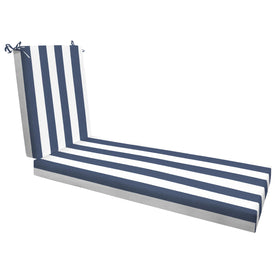 Honeycomb chaise cushion in heritage cabana stripe; UV-resistant color stays bright.