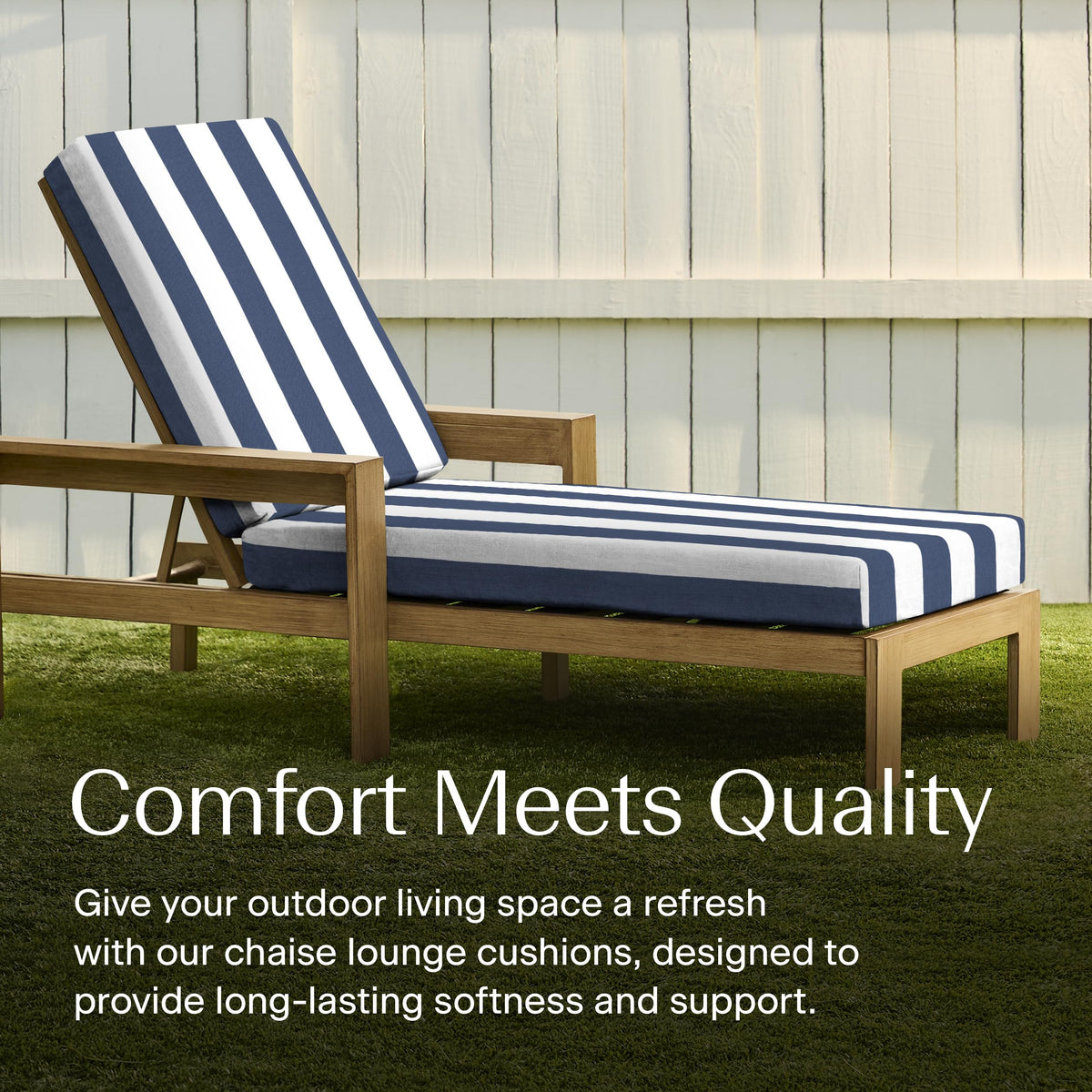 Honeycomb chaise cushion removable cover closeup; aids quick cleaning after outdoor lounging.