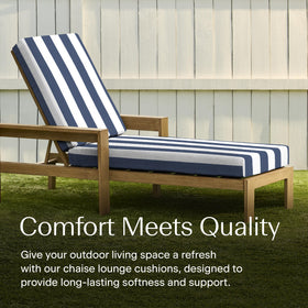 Honeycomb chaise cushion removable cover closeup; aids quick cleaning after outdoor lounging.