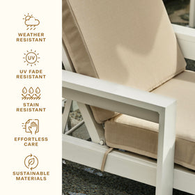 Honeycomb foam provides lasting comfort for long patio sessions.