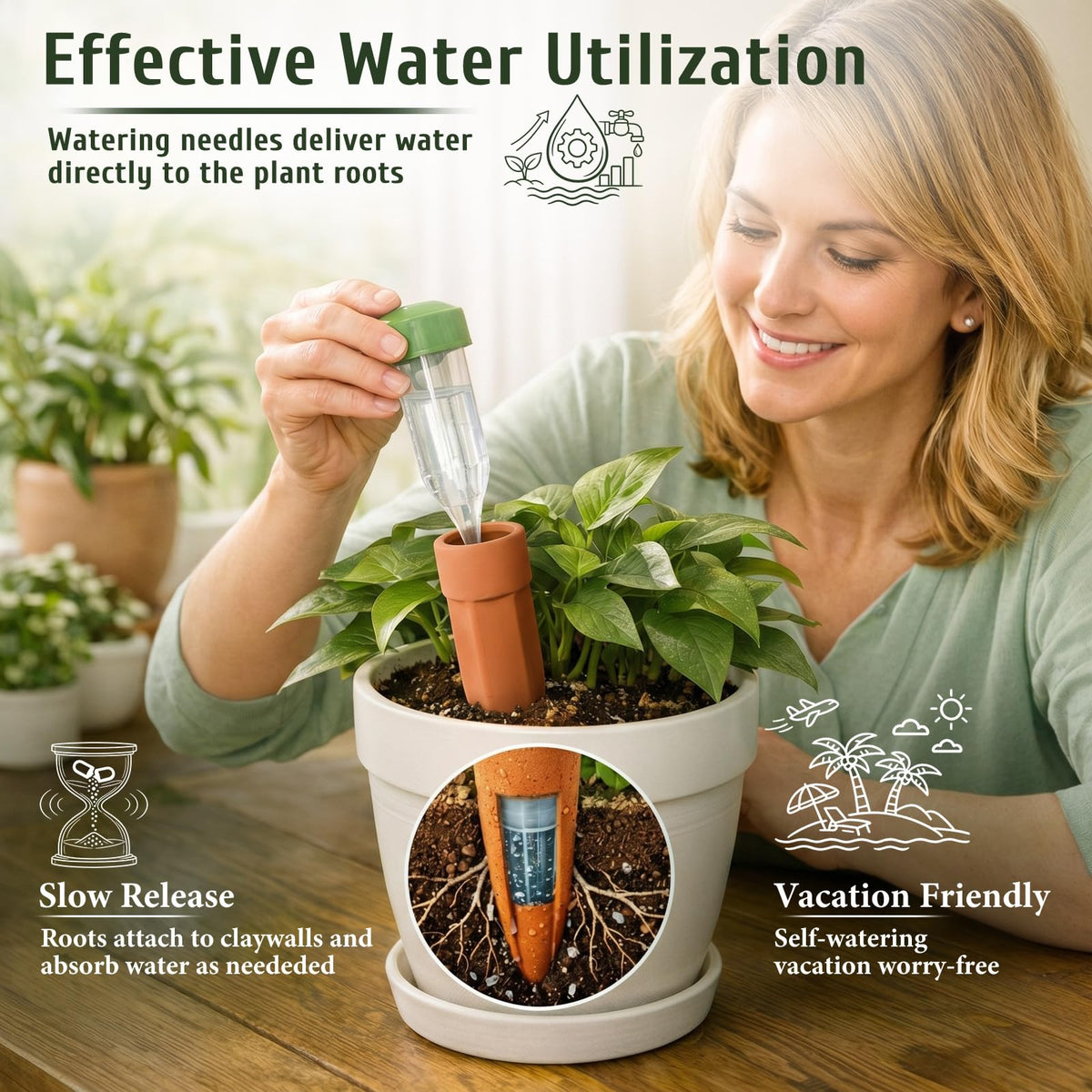 Honeydak bottle adapter enables vacation watering without daily refills.