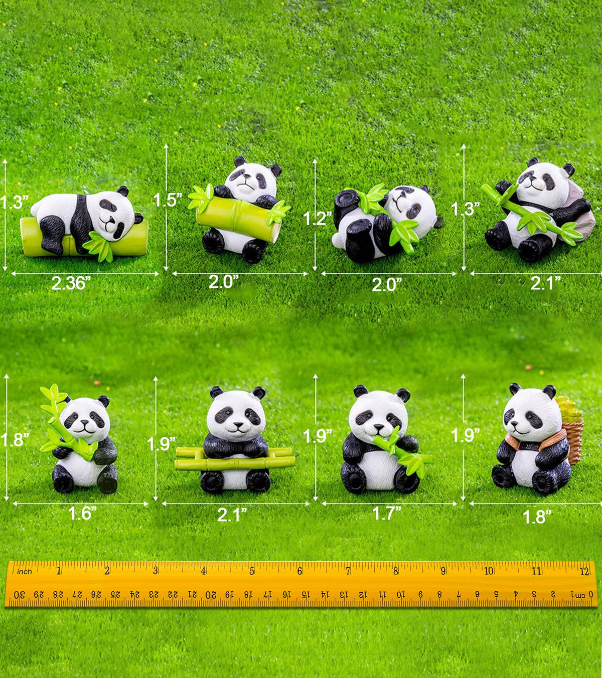 HONEYSHOW panda mini statues detail enhances home decor.