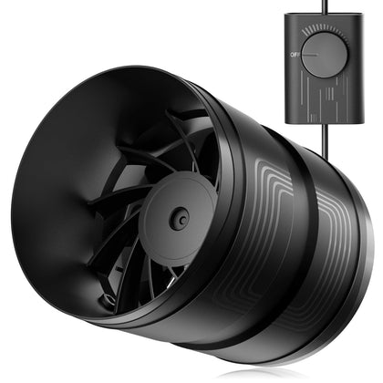 HonGuan 6-inch inline duct fan front view showing compact, energy-efficient airflow.