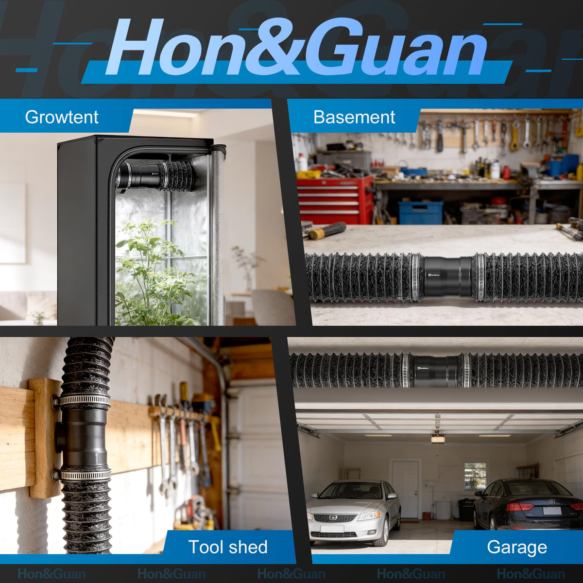 Hon&Guan quiet inline booster fan suitable for bathroom or kitchen