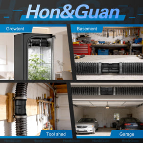 HonGuan 6-inch duct fan dimensions label aids space planning and fitment.