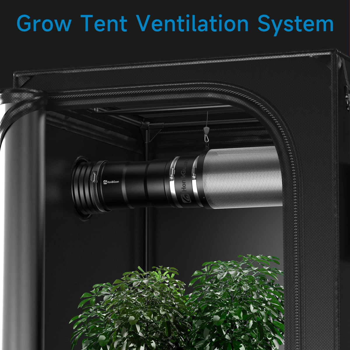 Hon&Guan grow tent setup improves airflow and odor control.