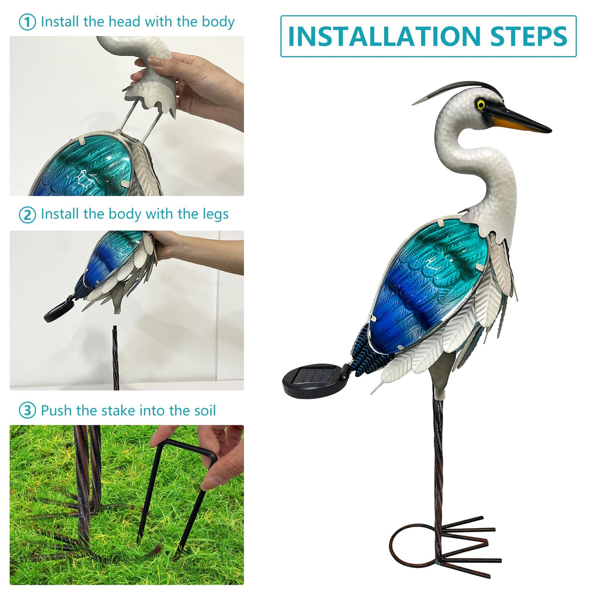 HONGLAND 24-inch crane statue creates a charming coastal accent in gardens