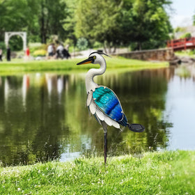 HONGLAND crane art with glass details accents patio with shimmer