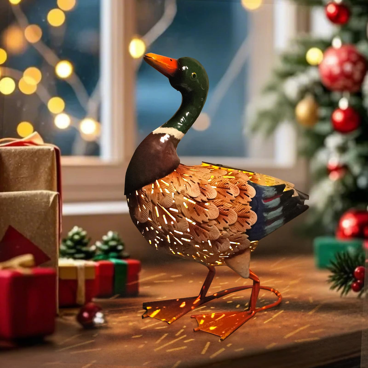 Hand-painted gradient mallard art with textured feathers