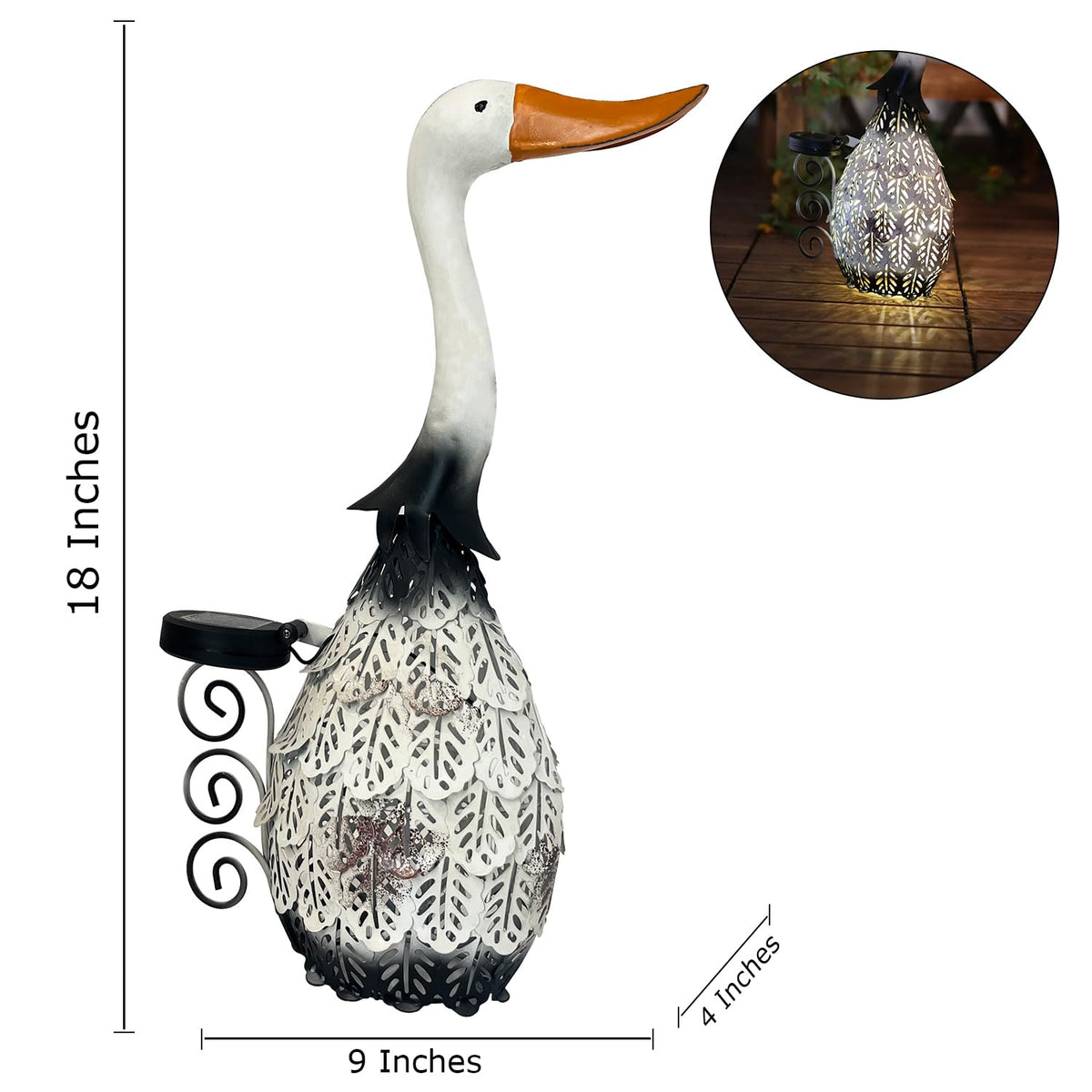 HONGLAND metal goose statue outdoors provides durable garden focal point.