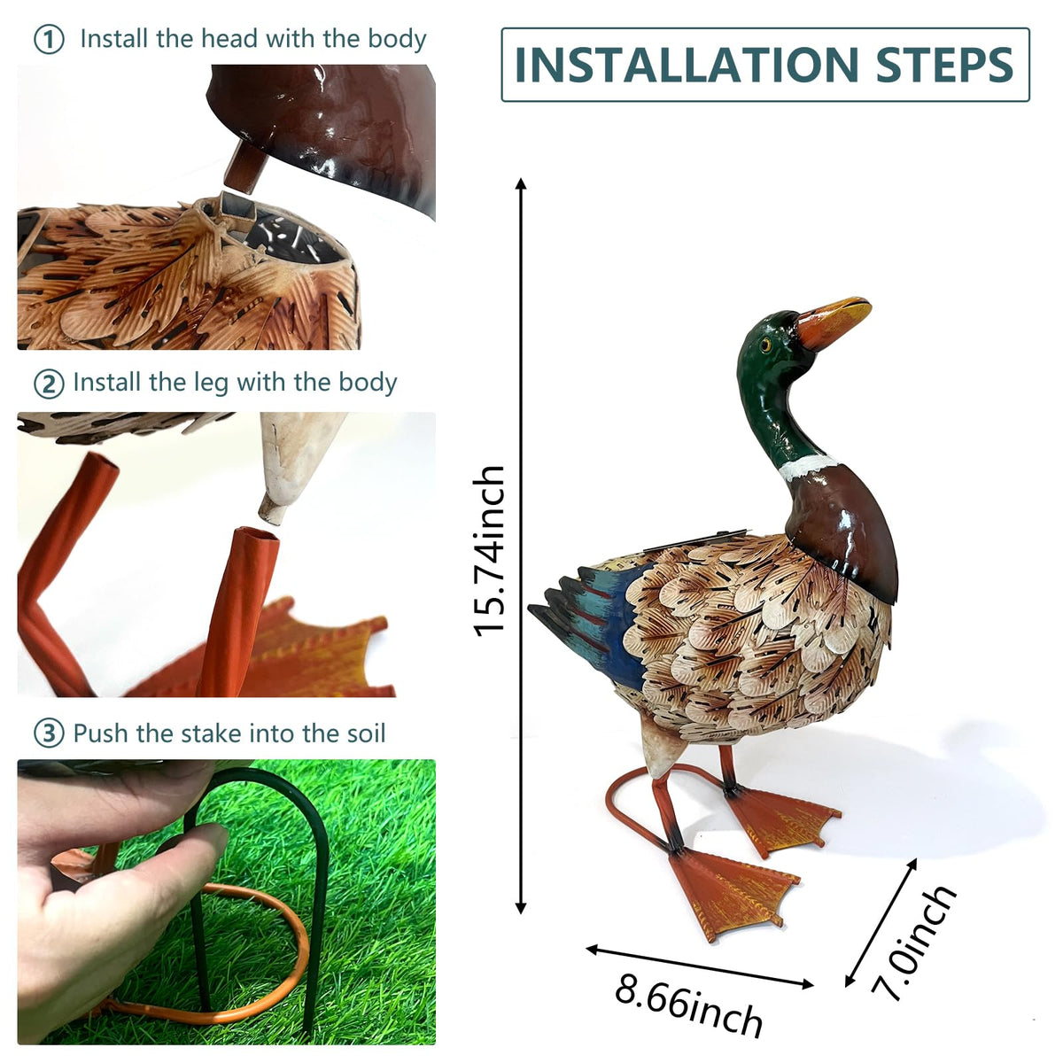 Patio and yard decor duck statue for walkways