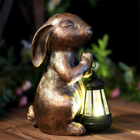 Hongland rabbit statue serves as a charming backyard centerpiece.