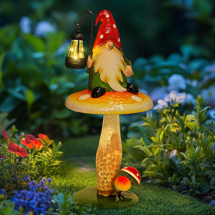 HONGLAND solar garden gnome statue brightens outdoor spaces at dusk