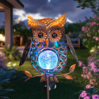 HONGLAND solar owl light with wing motion adds whimsical ambiance to your garden.