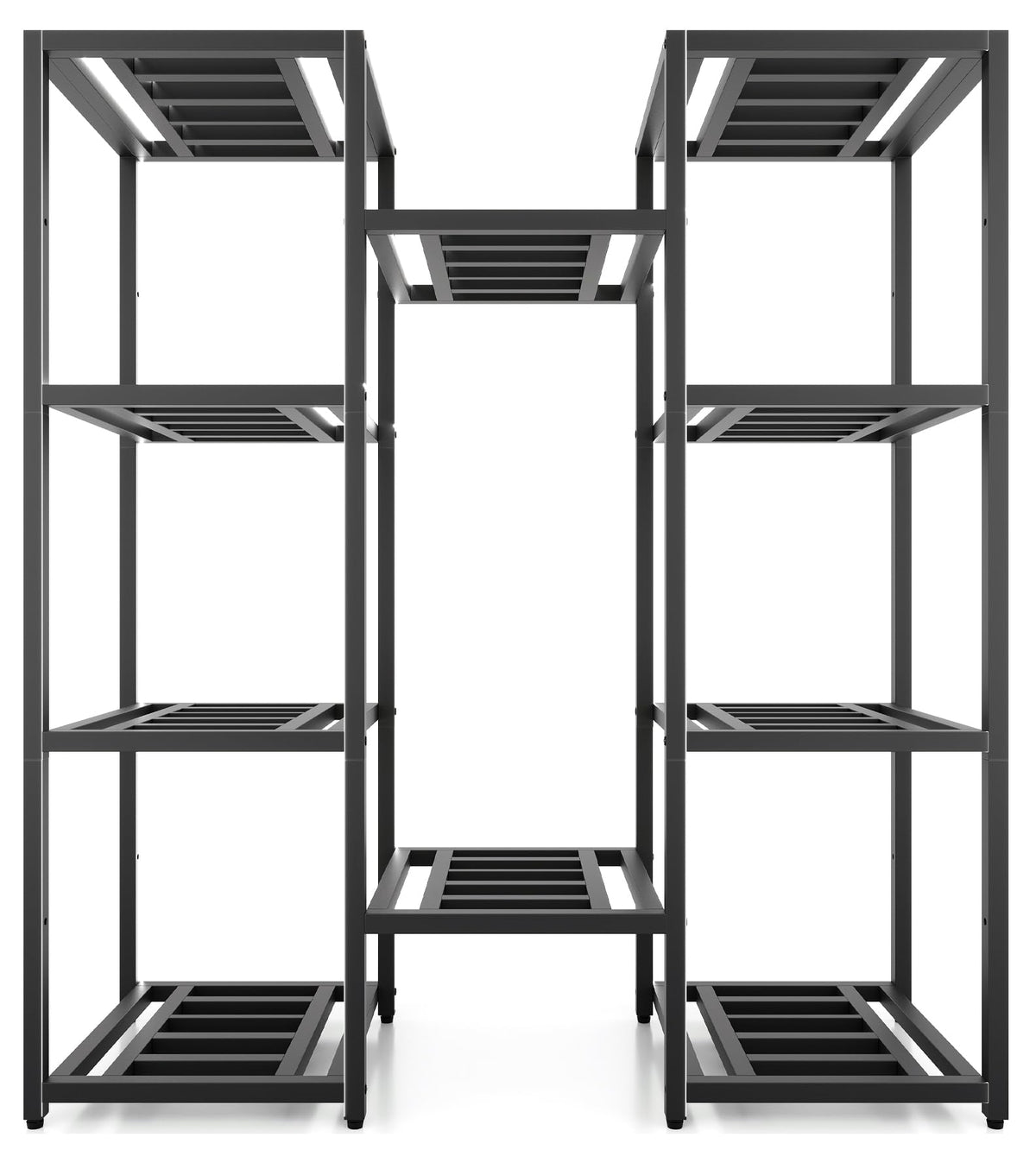 Hongsane 10-tier plant stand in black metal for indoor display and tall plants