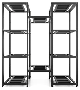 Hongsane 10-tier plant stand in black metal for indoor display and tall plants