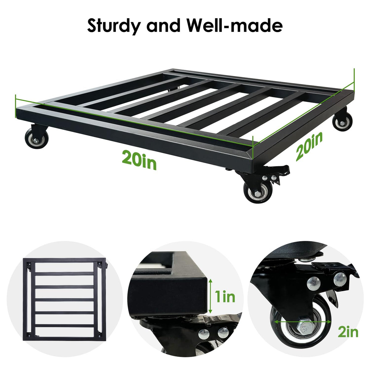 Hongsane heavy-duty plant dolly with casters for smooth movement